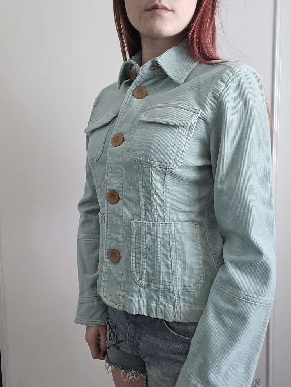 NWT Tulle & Anthropologie Womens Mint Green Corduroy Jacket Pintuck Cotton Small - Picture 3 of 10